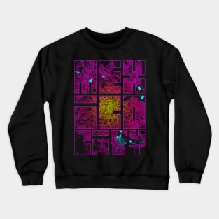 Mexico City Map Typography - Neon Crewneck Sweatshirt